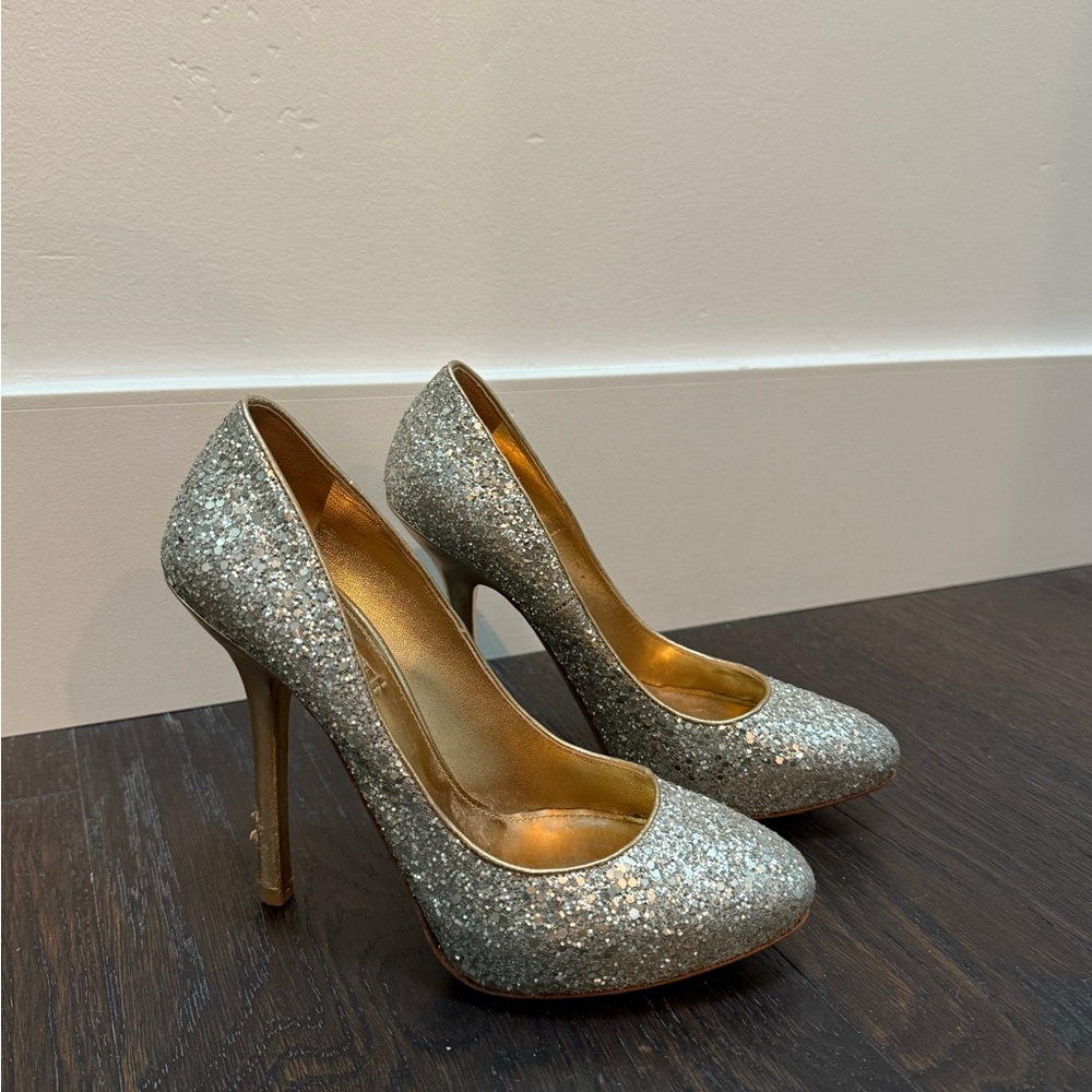 Elegant Silver Glitter Heels